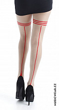 Pamela Mann rajstopy, Tights Nude with Red Hoop & Seam, damskie