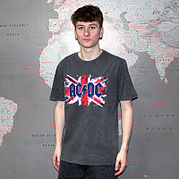 AC/DC koszulka, Flag Stone Wash Charcoal Grey, męskie