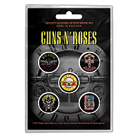 Guns N Roses zestaw 5 odznak průměr 25 mm, Bullet Logo