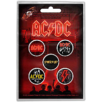 AC/DC zestaw 5 odznak průměr 25 mm, PWR-UP