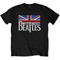 The Beatles koszulka, Drop T Logo & Vintage Flag Black, męskie