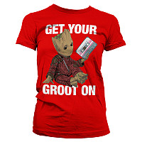 Strážci Galaxie koszulka, Get Your Groot On Girly Red, damskie