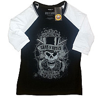 Guns N Roses koszulka, Faded Skull Raglan Black&White, damskie