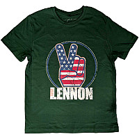 John Lennon koszulka, Peace Fingers US Flag Green, męskie