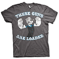 Pepek námořník koszulka, These Guns Are Loaded Dark Grey, męskie