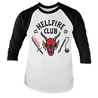 Stranger Things koszulka, Hellfire Club Baseball LS White Black, męskie