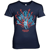 Stranger Things koszulka, Stranger Things Characters Girly Navy, damskie