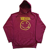 Nirvana bluza, Yellow Smiley Hoodie Maroon Red, męska