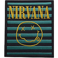 Nirvana tkaná naszywka PES 100x100 mm, Logo & Happy Face Stripes