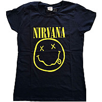 Nirvana koszulka, Yellow Smiley Girly Navy Blue, damskie