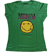 Nirvana koszulka, Xerox Smiley Pink Girly Green, damskie