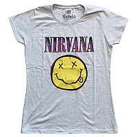 Nirvana koszulka, Xerox Smiley Pink Girly Grey, damskie