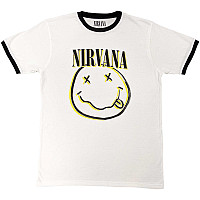 Nirvana koszulka, Double Happy Face Ringer White, męskie