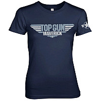 Top Gun koszulka, Maverick Distressed Logo Girly Navy, damskie