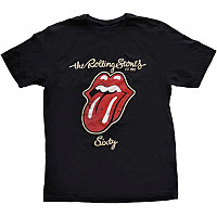 Rolling Stones koszulka, Sixty Plastered Tongue Suede Applique Black, męskie