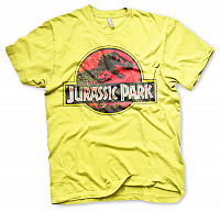 Jurský Park koszulka, Distressed Logo Yellow, męskie
