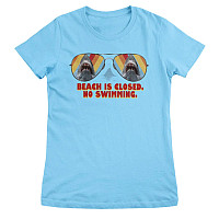 Čelisti koszulka, Beach Closed Now Swimming Sky Blue, damskie