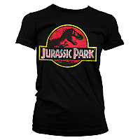 Jurský Park koszulka, Distressed Logo Girly Black, damskie