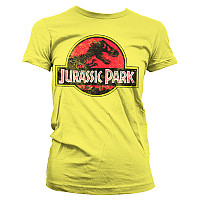 Jurský Park koszulka, Distressed Logo Girly Yellow, damskie