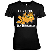 Garfield koszulka, Live For The Weekend Girly Black, damskie