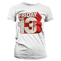 Friday the 13th koszulka, Block Logo White Girly, damskie