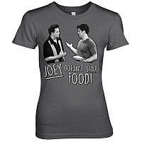 Friends koszulka, Joey Doesn´t Share Food Girly Dark Grey, damskie