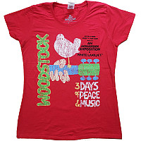 Woodstock koszulka, Vintage Classic Poster Red, damskie